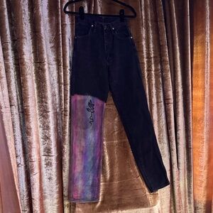 Vintage Handprinted Snake/ Eyes Wrangler Black and Multicolor Straight Leg Jeans